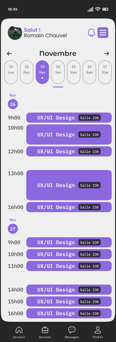 Vue semaine
